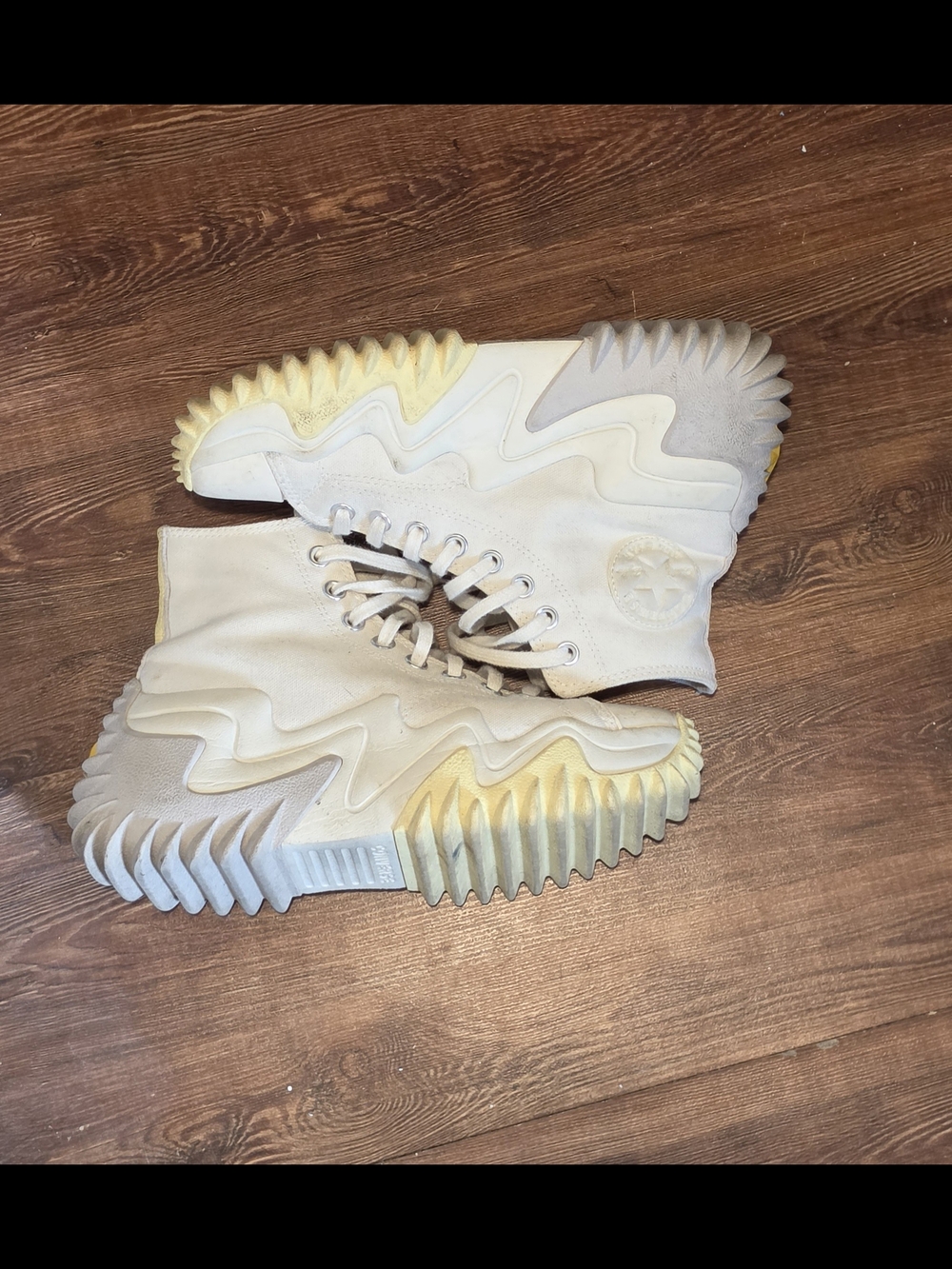 Converse Cream/Yellow Platform High-Top Sneakers